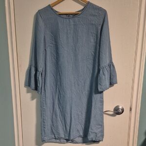 Denver Hayes Light Blue Tunic with Ruffled Sleeves